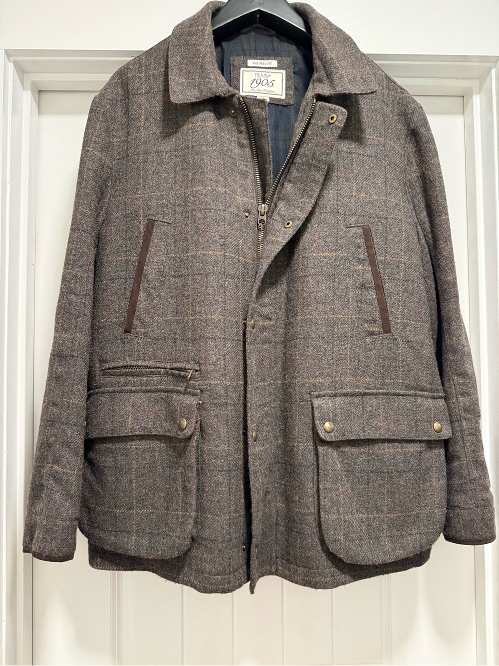 Jos. A. Bank Brown Plaid Wool-Blend Field Jacket